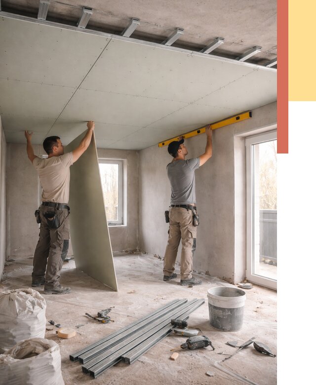 Одноуровневый потолок из гипсокартона в Смоленске от 769 руб. — монтаж под ключ | ОТДЕЛОЧНИК-Смл