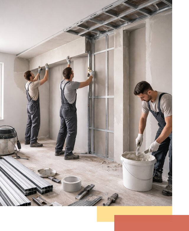 Монтаж потолка из гипсокартона с нишей в Смоленске