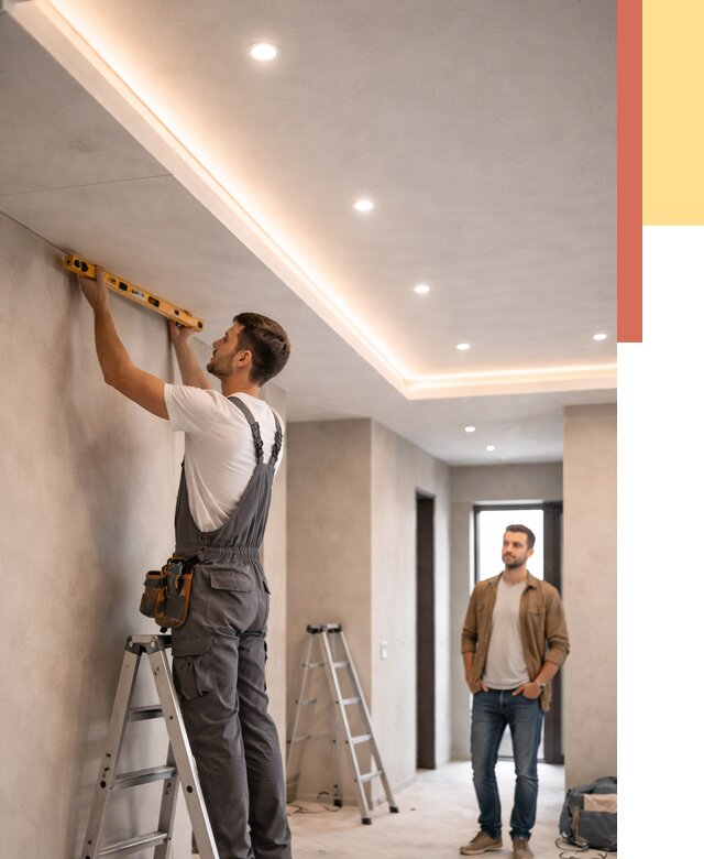 Потолок из гипсокартона с подсветкой в Смоленске от 769 руб./м2 под ключ | ОТДЕЛОЧНИК-Смл