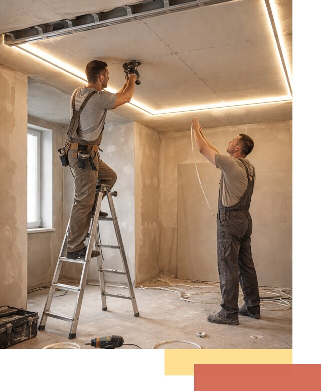 Потолок из гипсокартона с подсветкой в Смоленске