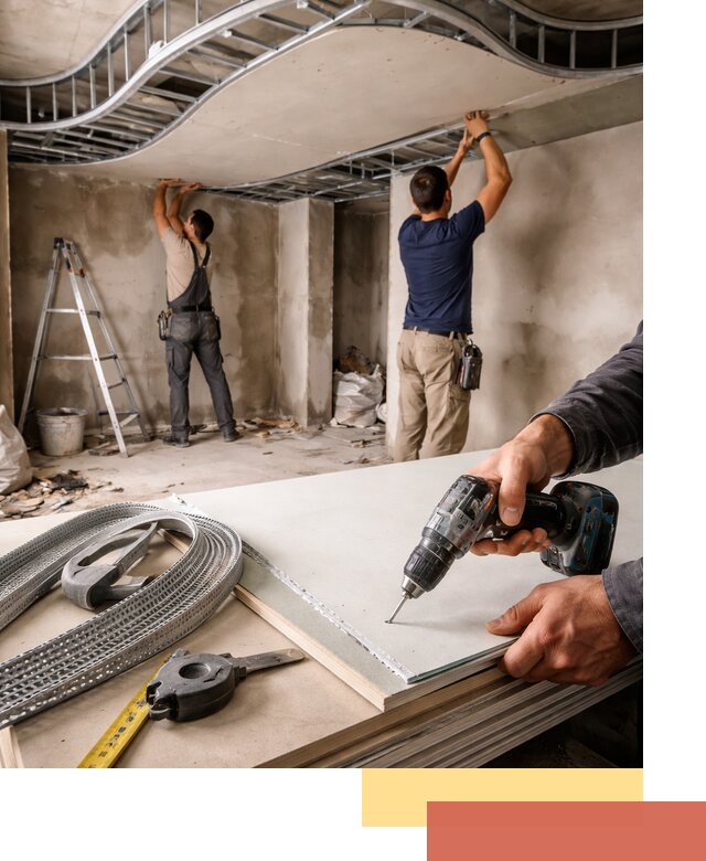 Криволинейный потолок из гипсокартона в Смоленске — монтаж и отделка