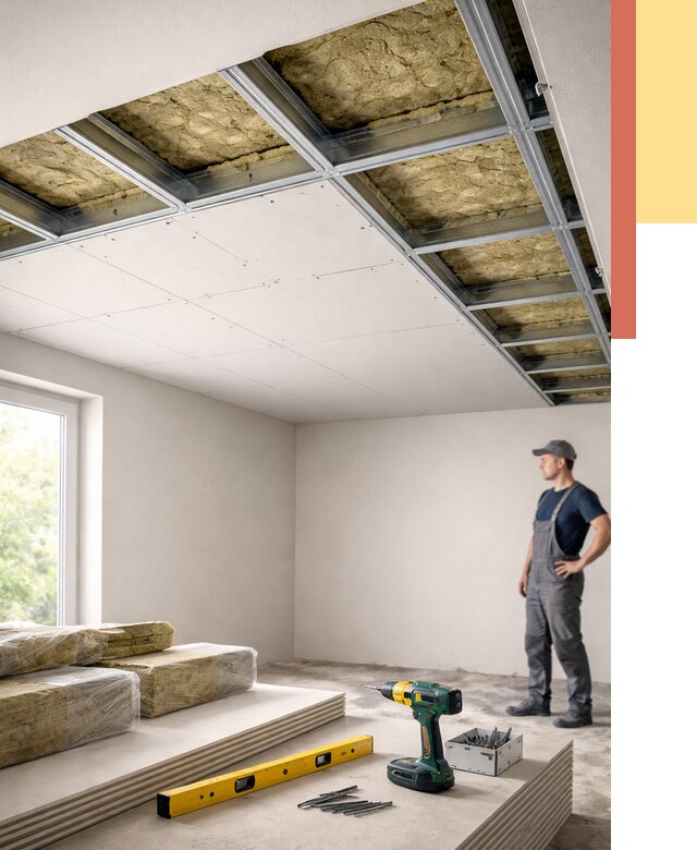 Звукоизоляция потолка ГКЛ в Смоленске от 974 руб. — монтаж под ключ | ОТДЕЛОЧНИК-Смл