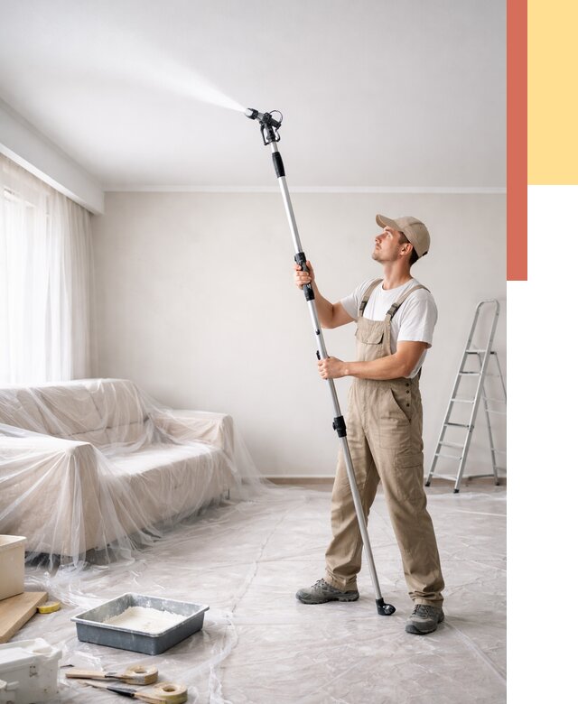 Покраска потолка краскопультом в Смоленске от 4615 руб. быстро и недорого | ОТДЕЛОЧНИК-Смл