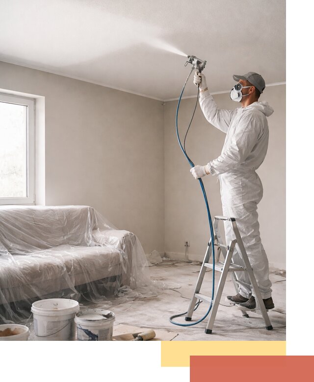 Покраска потолка краскопультом в Смоленске быстро и качественно