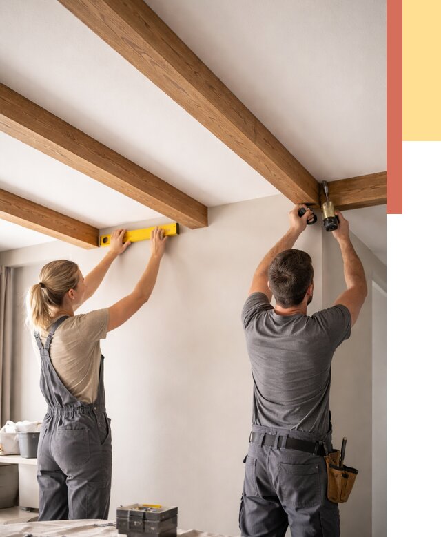 Монтаж декоративных балок на потолок в Смоленске от 4307 руб. — ОТДЕЛОЧНИК-Смл